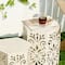 Glitzhome® White Floral Motif Hexagonal Garden Stool Set